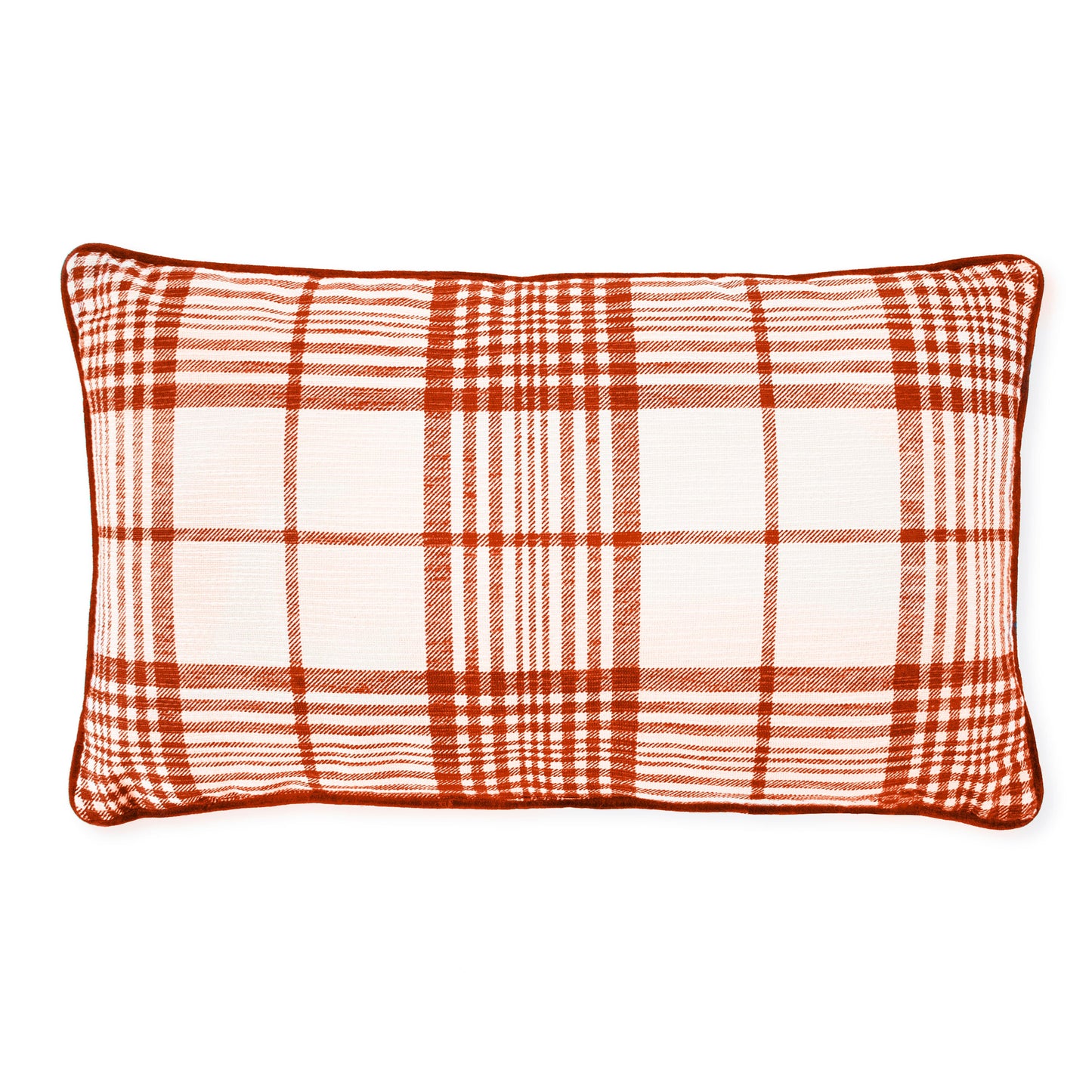 Pier 1 Rust Plaid Reversible Lumbar Pillow