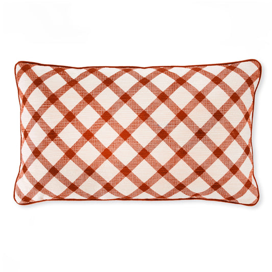 Pier 1 Rust Plaid Reversible Lumbar Pillow